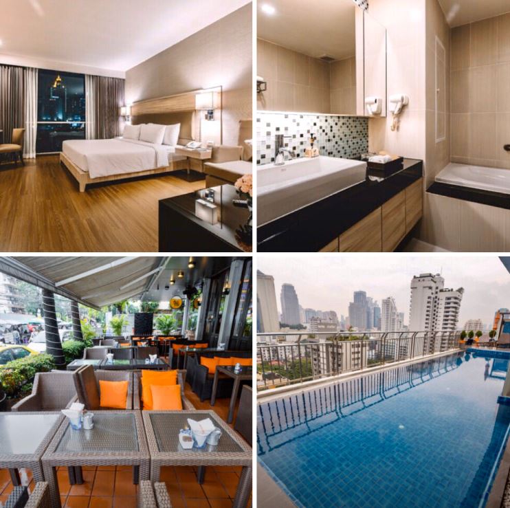 Verschiedene Ansichten des Hotels Adelphi Suites Bangkok