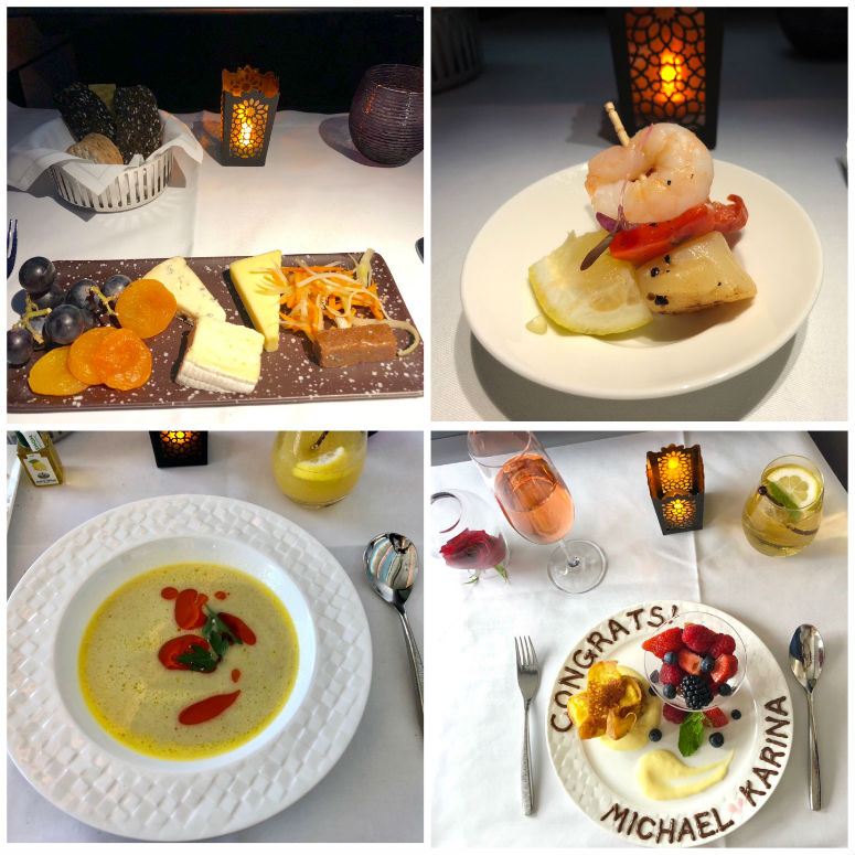 Verschiedenes Essen in der Qatar Airways Business Class