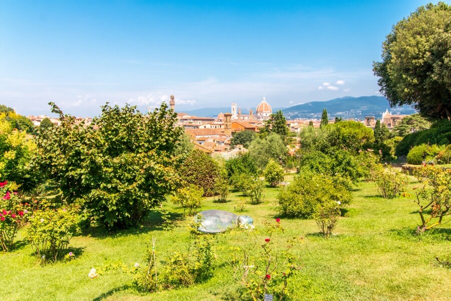 Aussicht über Florenz vom Rosengarten Giardino delle Rose