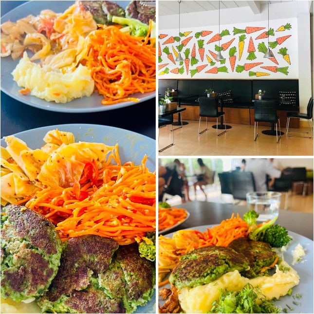 Carrot Café Koh Phangan, Teller mit Salaten und Gemüsepatties