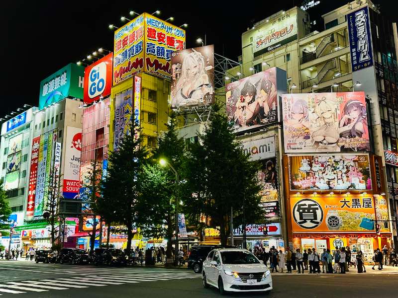 Tokio Sehenswürdigkeiten Akihabara Comic Stlye Hochhäuser